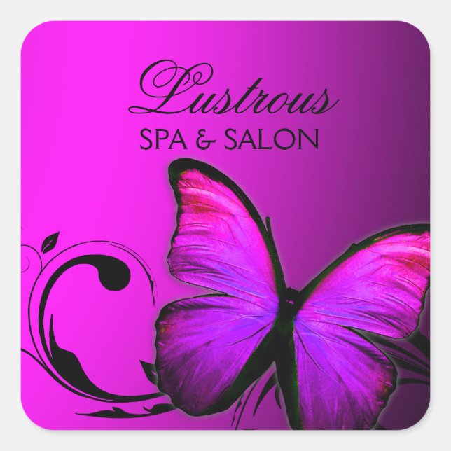 311 Lustrous Butterfly Pink Purple Square Sticker (Front)