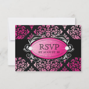 311-Luxuriously Pink Damask RSVP Card