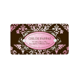 311 Luxuriously Pink N Brown Damask Label