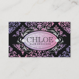 311-Luxuriously Sweetheart Damask Monogram Business Card