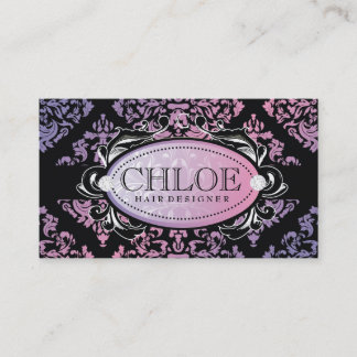 311-Luxuriously Sweetheart Damask Monogram Business Card