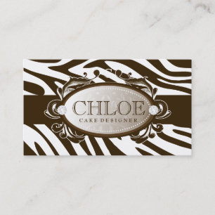 311 Luxuriously White Chocolate Zebra Monogram Business Card