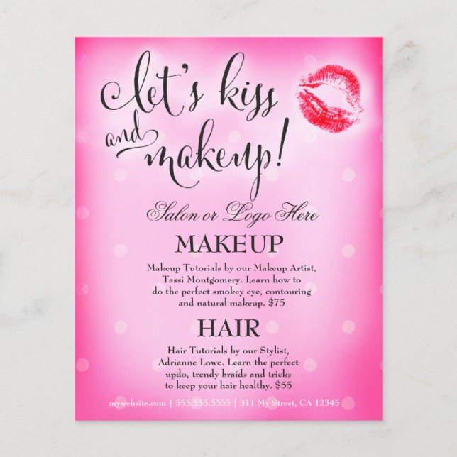 311 Makeup Artist Lets Kiss and Makeup Flyer (Front)