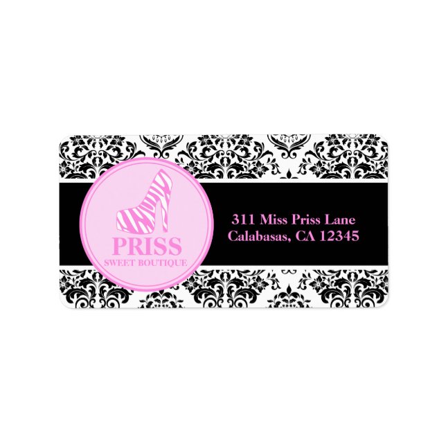 311 Miss Priss Zebra Heel Label (Front)