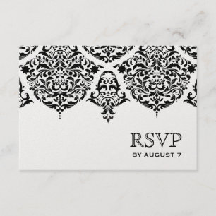 311 Mon Cherie Damask Black Ice Paper RSVP Card