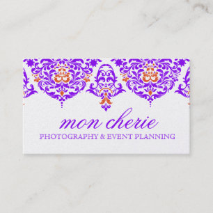 311 Mon Cherie Damask Fabulous Purple Orange Business Card