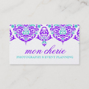 311 Mon Cherie Damask Plum Aqua Business Card