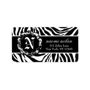 311 Naomi Zebra Print Platter Labels Black White
