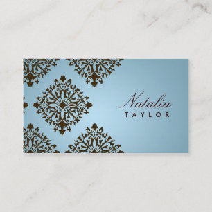 311 Natalia Iced Brown Damask Business Card