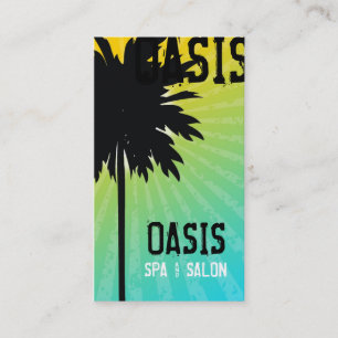 311 Oasis Palm  Tree Blue Business Card