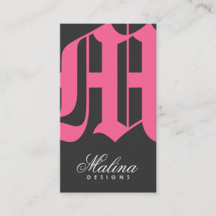 311-Old English Monogram Rose n' Gris Business Card