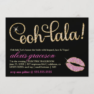 311 Ooh Lala Glitzy Kiss Sparkle Metallic Invitation
