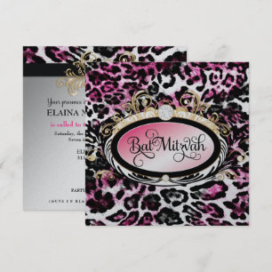 311 Opulent Gold Pink Leopard Metallic Paper Invitation