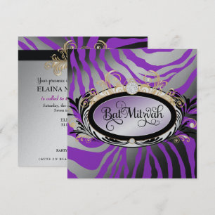 311 Opulent Gold Purple Zebra Metallic Paper Invitation