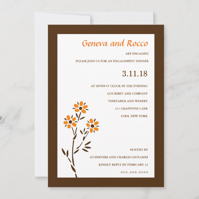311-ORANGE PASSION FLOWER INVITATION (Front)