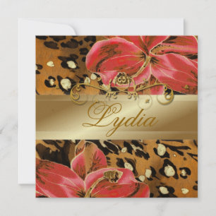 311 Orange Wild Tiger Lily Golden Metallic Invitation