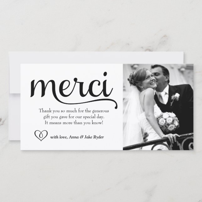 311 Ornate Merci Photo Card with Heart (Front)
