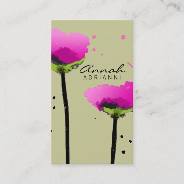 311 PASSIONATE POPPY SAGE GREEN BUSINESS CARD (Front)