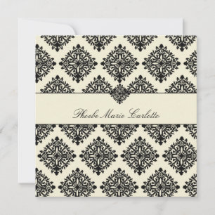 311-Phoebe Cream & Black Damask Invitation