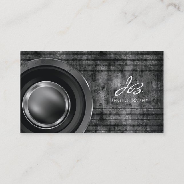 311 Photography Charcoal Grey Metal Grunge Business Card (Front)