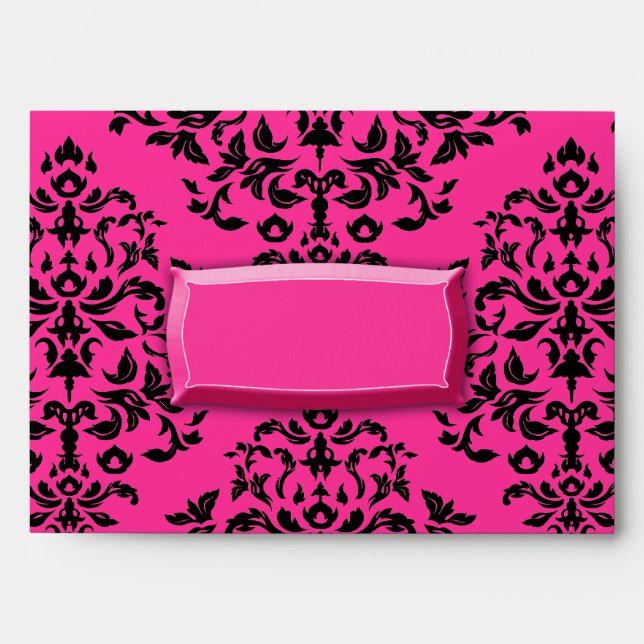 311-Pink Blast Hot Pink Damask Envelope (Front)