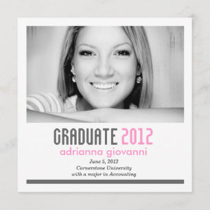 311 Pink & Charcoal Graduation Announcement