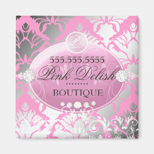 311-Pink Delish Damask Shimmer Pink Magnet