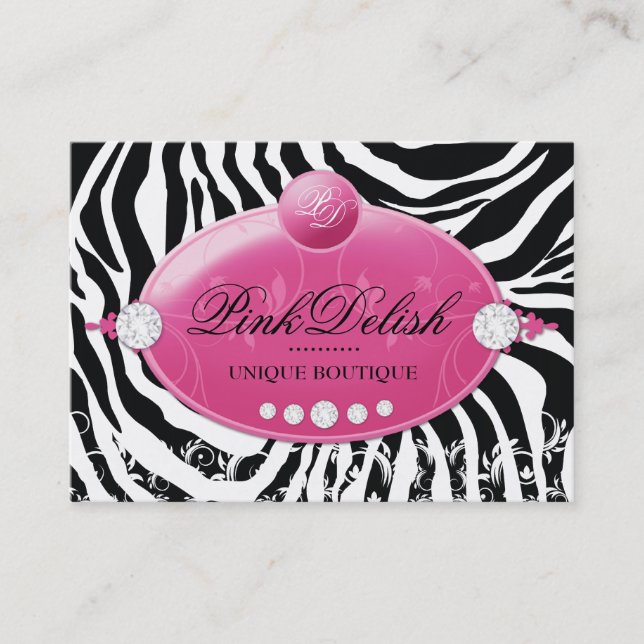311 Pink Delish Deep Pink Zebra 3.5 x 2.5 Business Card (Front)