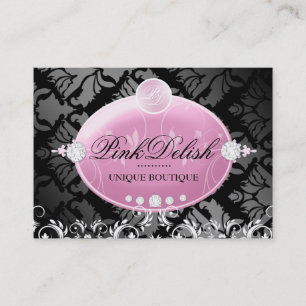 311-Pink Delish Monogram Noir 3.5 x 2.5 Business Card