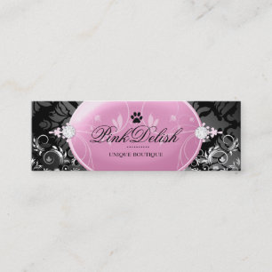 311 Pink Delish with Paw Monogram Noir 3.5 x 2.5 Mini Business Card