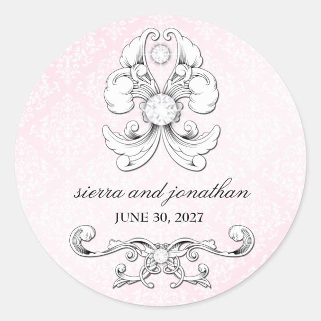 311 Pink Diamond Luxe Damask Sticker (Front)