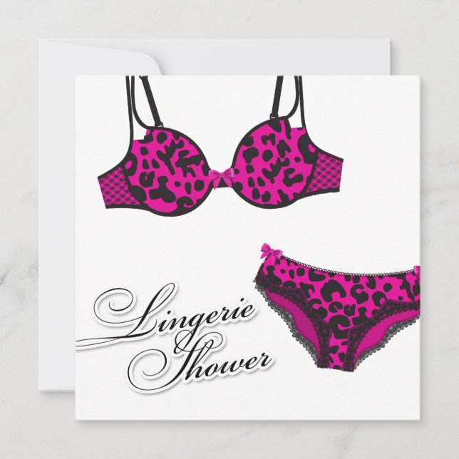 311-Pink Leopard Lingerie Set Invitation (Front)