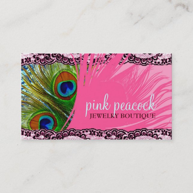 311 Pink Peacock Lace Business Card (Front)