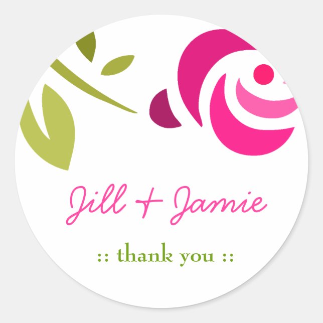 311-PINK ROSE EXTROIDINAIRE CLASSIC ROUND STICKER (Front)