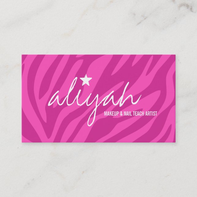 311 Pink Star Zebra Stripes Appointment Card (Front)