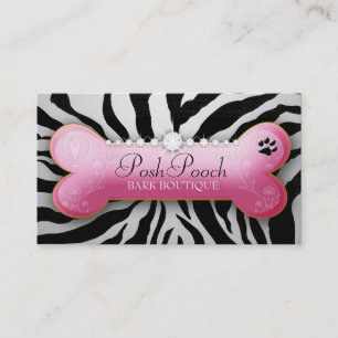 311 Posh Pooch Silver  Zebra Business Card