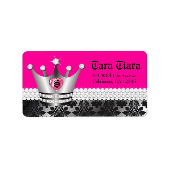 311 Princess Diva Heart Diamonds Address Label