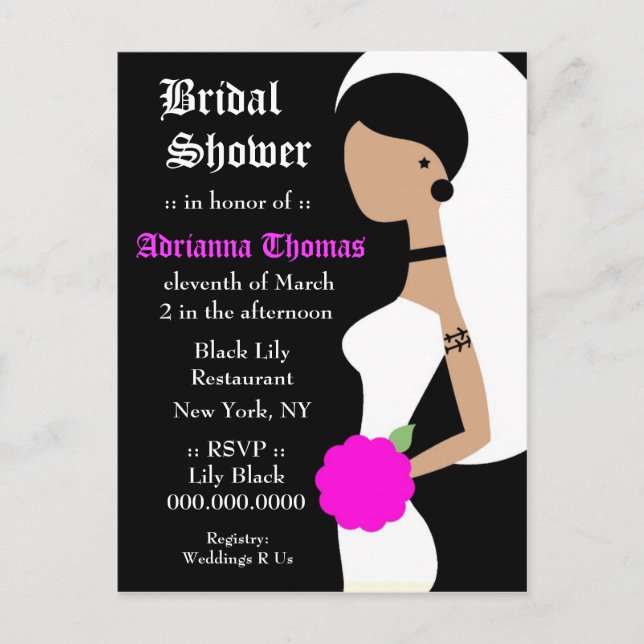 311 "PUNK" BRIDE SHOWER INVITATION POSTCARD (Front)