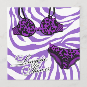311-Purple Leopard Purple Zebra Lingerie Set Invitation