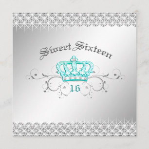 311-Queen for a Day   Sweet Sixteen Turquoise Invitation