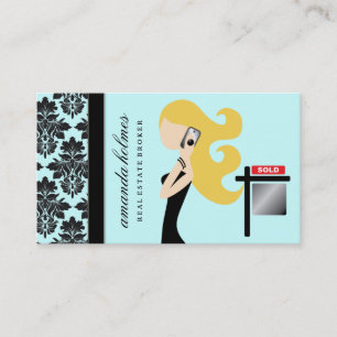 311 Real Estate Blonde Fashionista Blue Business Card