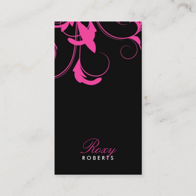 311 Roxy Solid Pink and Black Business Card (Front)