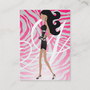 311-Sassy Fashionista Monogram Hot Pink Appointment Card