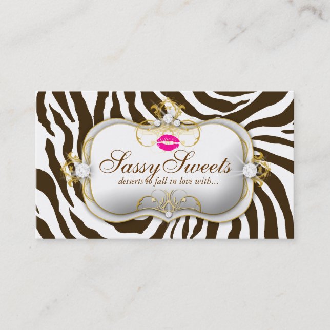 311 Sassy Sweets Zebra Business Card (Front)