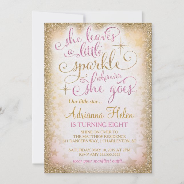 311 She Leaves a Little Sparkle Wherever She Goes Invitation (Front)