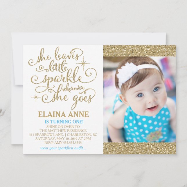 311 She Leaves a Little Sparkle Wherever She Goes Invitation (Front)