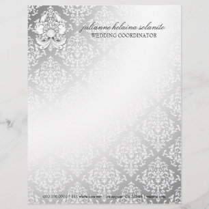 311-Silver Diamond Luxe Damask Letterhead Template