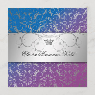311-Silver Divine Blue Bliss Sweet 16 Invitation