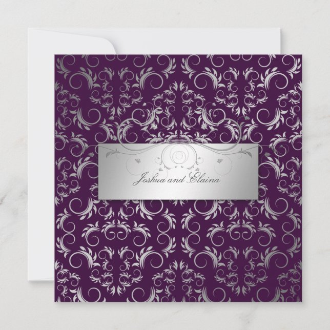 311-Silver Divine | Eggplant Invitation (Front)