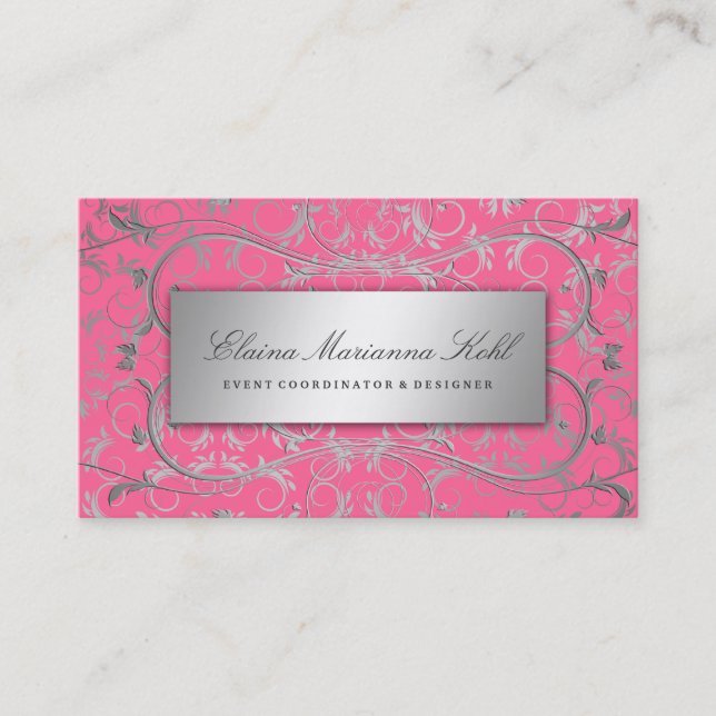 311 Silver Divine Luscious Pink Business Card (Front)